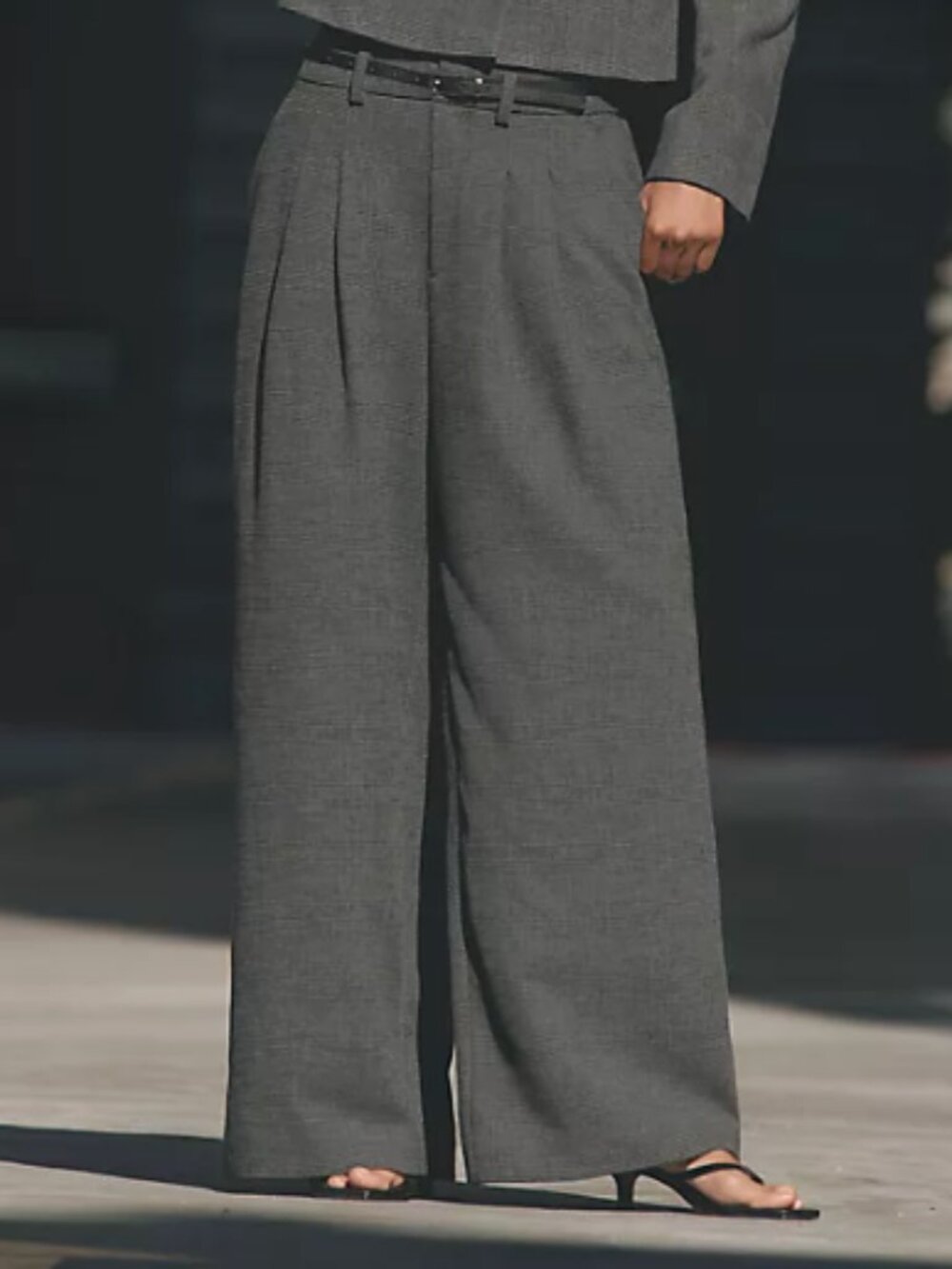 The Avery Houndstooth Pleated Wide-Leg Trousers by Maeve
